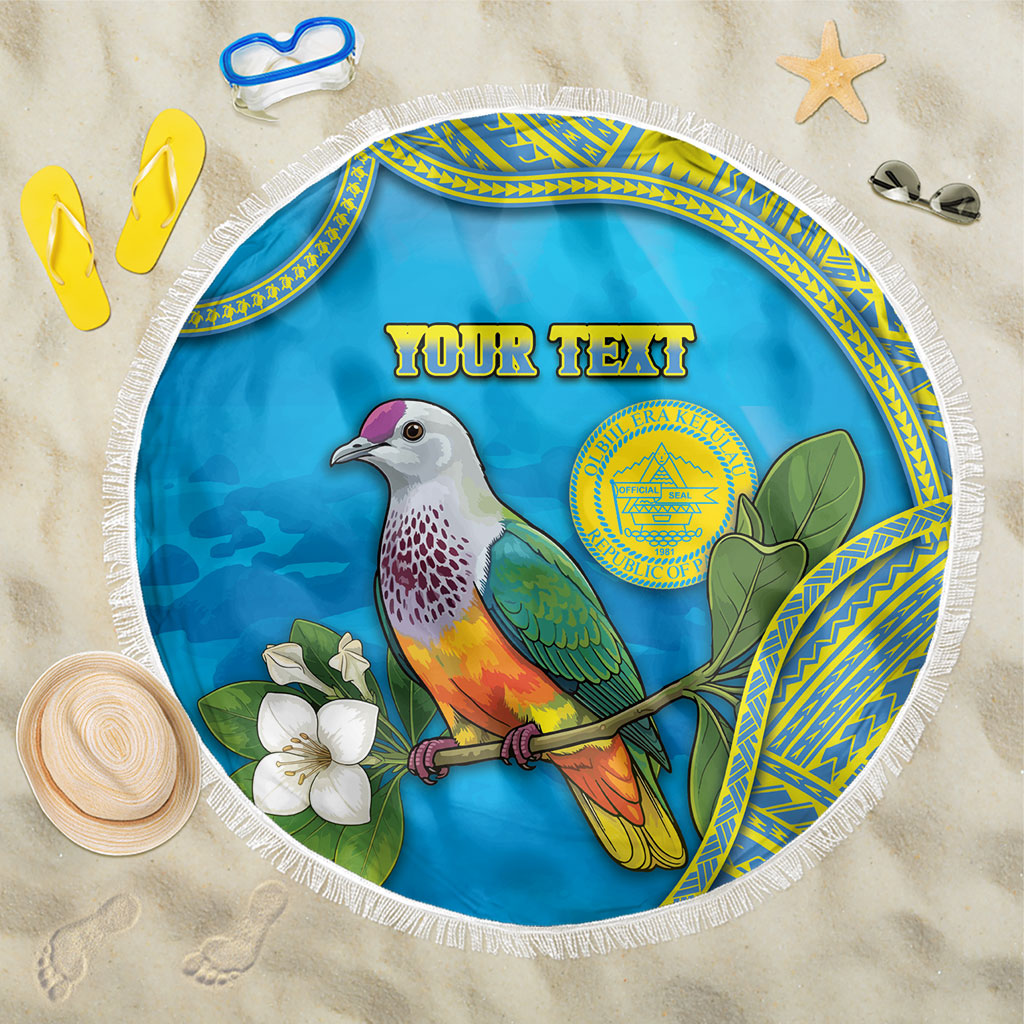 Personalised Palau Biib Bird Beach Blanket Rur Flower And Rock Islands Patterns