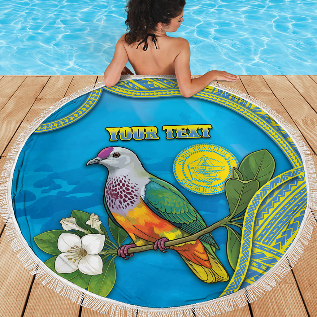 Personalised Palau Biib Bird Beach Blanket Rur Flower And Rock Islands Patterns