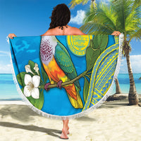 Personalised Palau Biib Bird Beach Blanket Rur Flower And Rock Islands Patterns