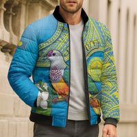 Personalised Palau Biib Bird Bomber Puffer Jacket Rur Flower And Rock Islands Patterns