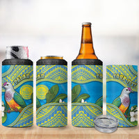 Personalised Palau Biib Bird 4 in 1 Can Cooler Tumbler Rur Flower And Rock Islands Patterns