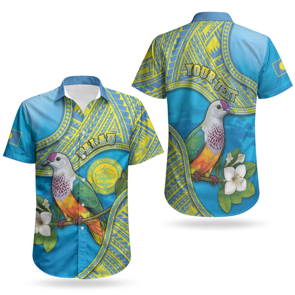 Personalised Palau Biib Bird Couples Matching Off Shoulder Short Dress and Hawaiian Shirt Rur Flower And Rock Islands Patterns DT05 - Polynesian Pride