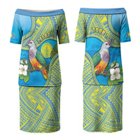Personalised Palau Biib Bird Couples Matching Puletasi and Hawaiian Shirt Rur Flower And Rock Islands Patterns DT05 - Polynesian Pride