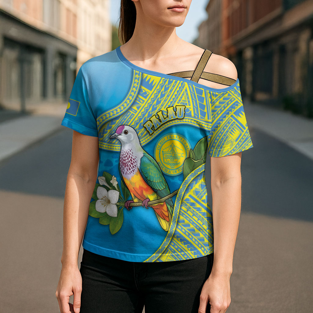 Personalised Palau Biib Bird Cross Shoulder Shirt Rur Flower And Rock Islands Patterns