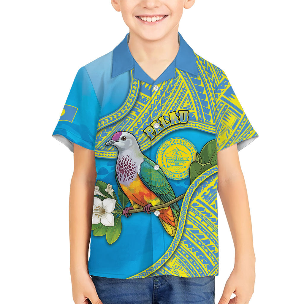 Personalised Palau Biib Bird Family Matching Tank Maxi Dress and Hawaiian Shirt Rur Flower And Rock Islands Patterns
