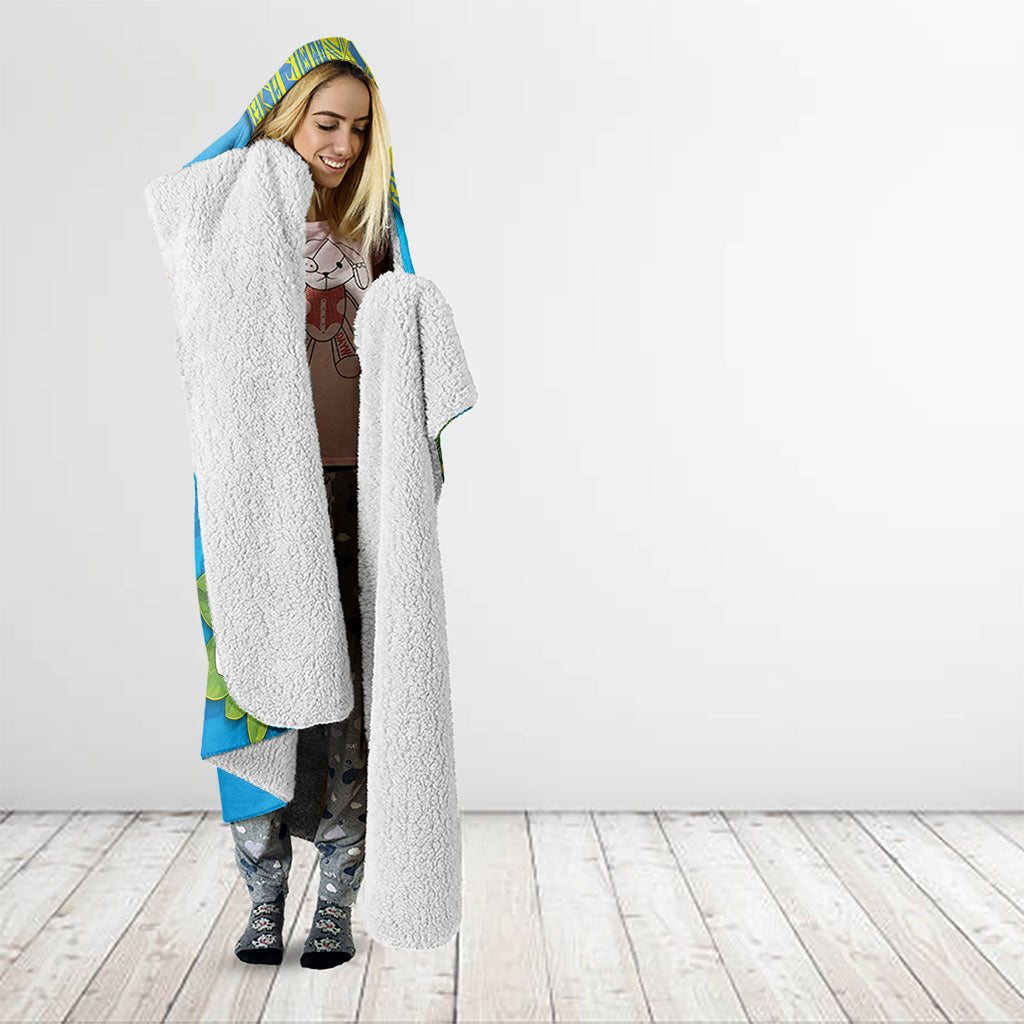 Personalised Palau Biib Bird Hooded Blanket Rur Flower And Rock Islands Patterns