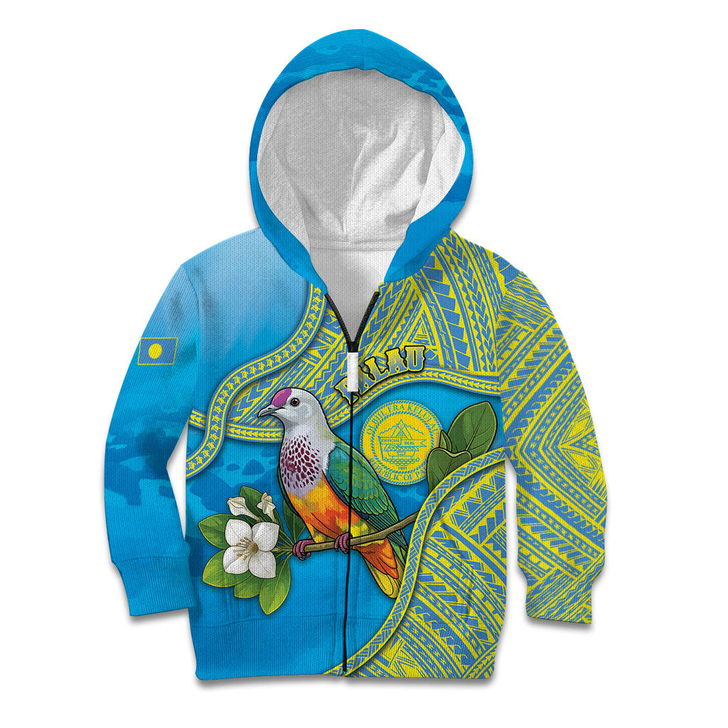 Personalised Palau Biib Bird Kid Hoodie Rur Flower And Rock Islands Patterns