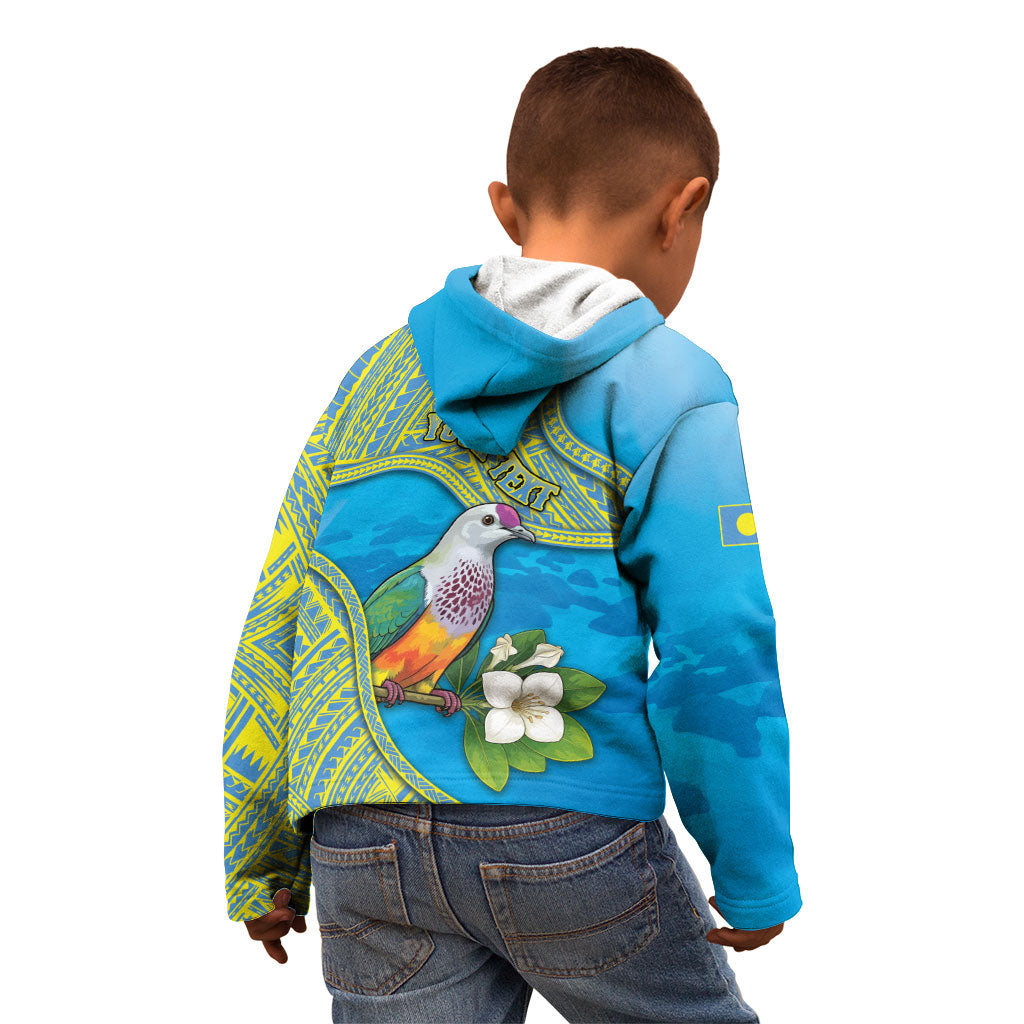 Personalised Palau Biib Bird Kid Hoodie Rur Flower And Rock Islands Patterns