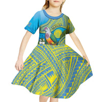 Personalised Palau Biib Bird Kid Short Sleeve Dress Rur Flower And Rock Islands Patterns