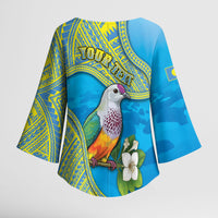 Personalised Palau Biib Bird Kimono Sleeve Blouse Rur Flower And Rock Islands Patterns