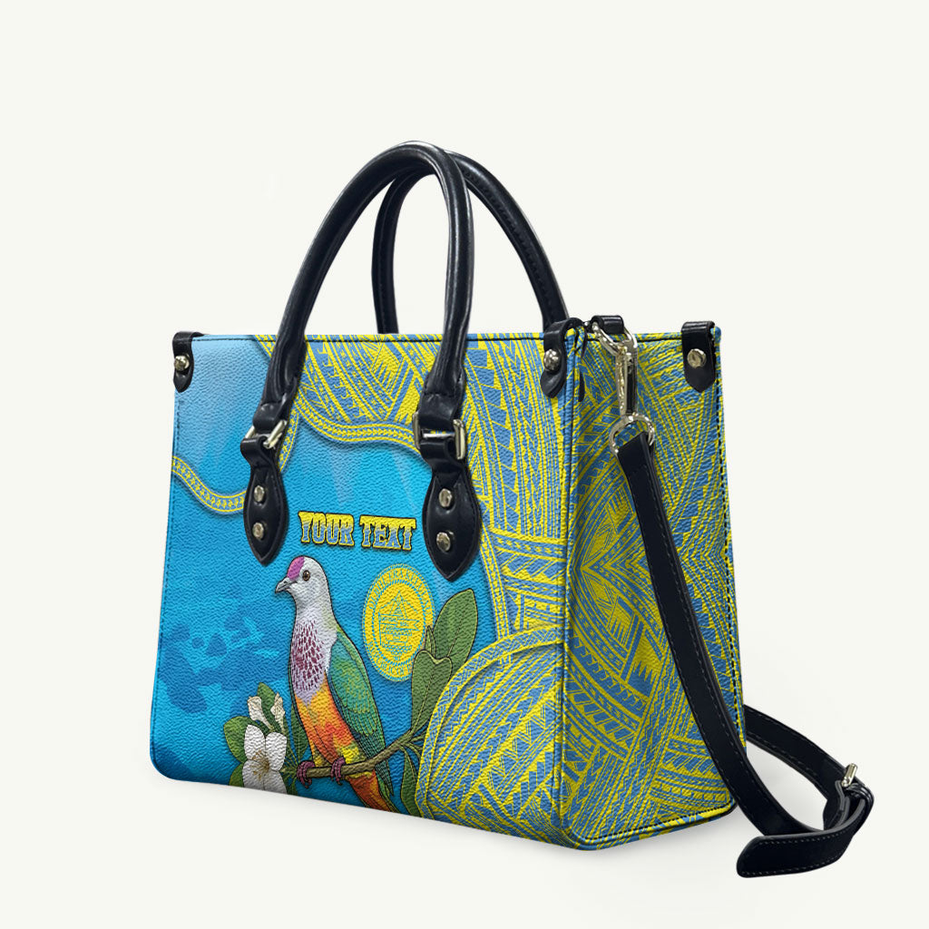 Personalised Palau Biib Bird Leather Bag Rur Flower And Rock Islands Patterns