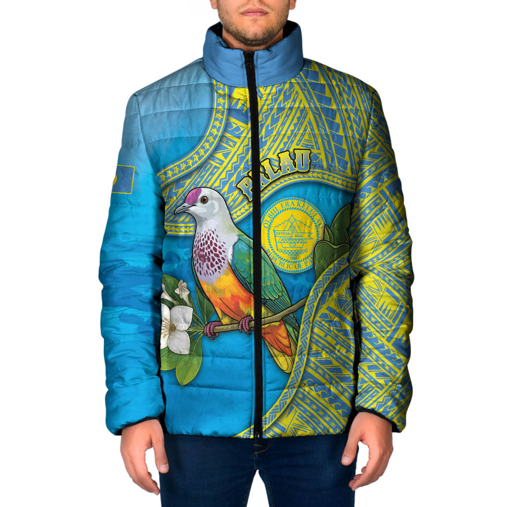 Personalised Palau Biib Bird Padded Jacket Rur Flower And Rock Islands Patterns