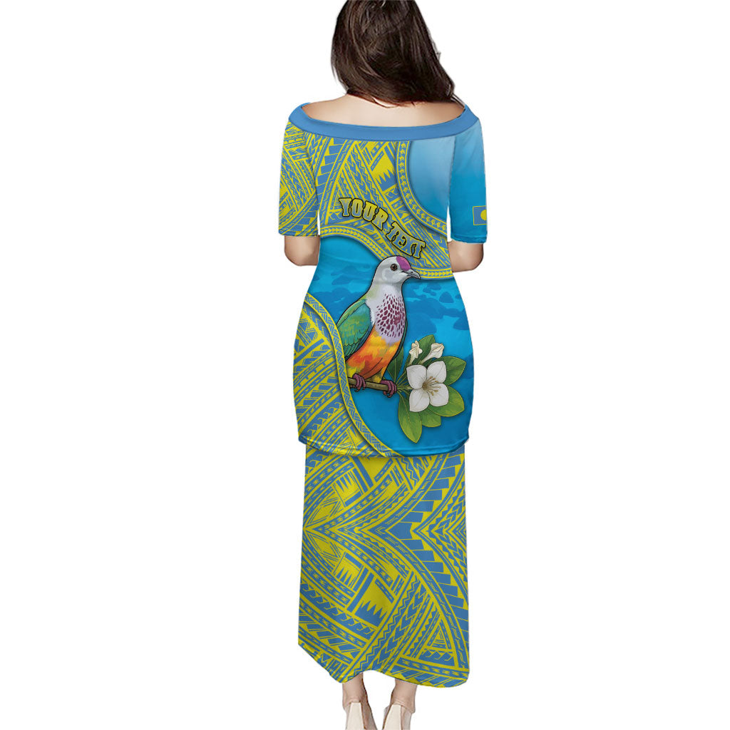 Personalised Palau Biib Bird Puletasi Rur Flower And Rock Islands Patterns