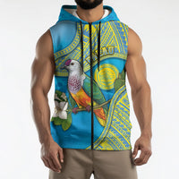 Personalised Palau Biib Bird Sleeveless Zip Hoodie Rur Flower And Rock Islands Patterns