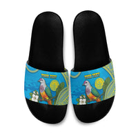 Personalised Palau Biib Bird Slide Sandals Rur Flower And Rock Islands Patterns
