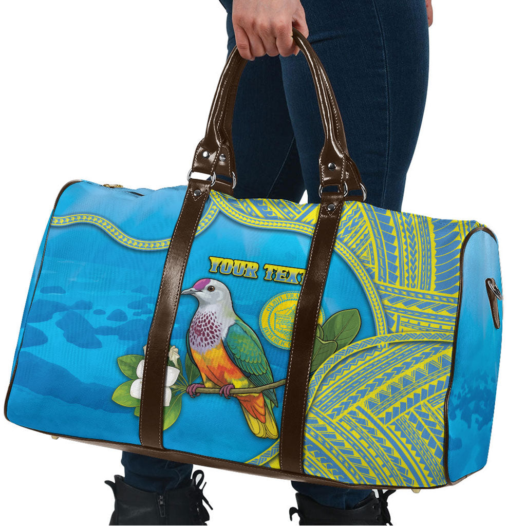 Personalised Palau Biib Bird Travel Bag Rur Flower And Rock Islands Patterns
