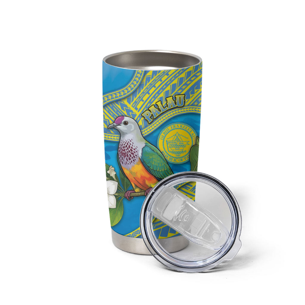 Personalised Palau Biib Bird Tumbler Cup Rur Flower And Rock Islands Patterns