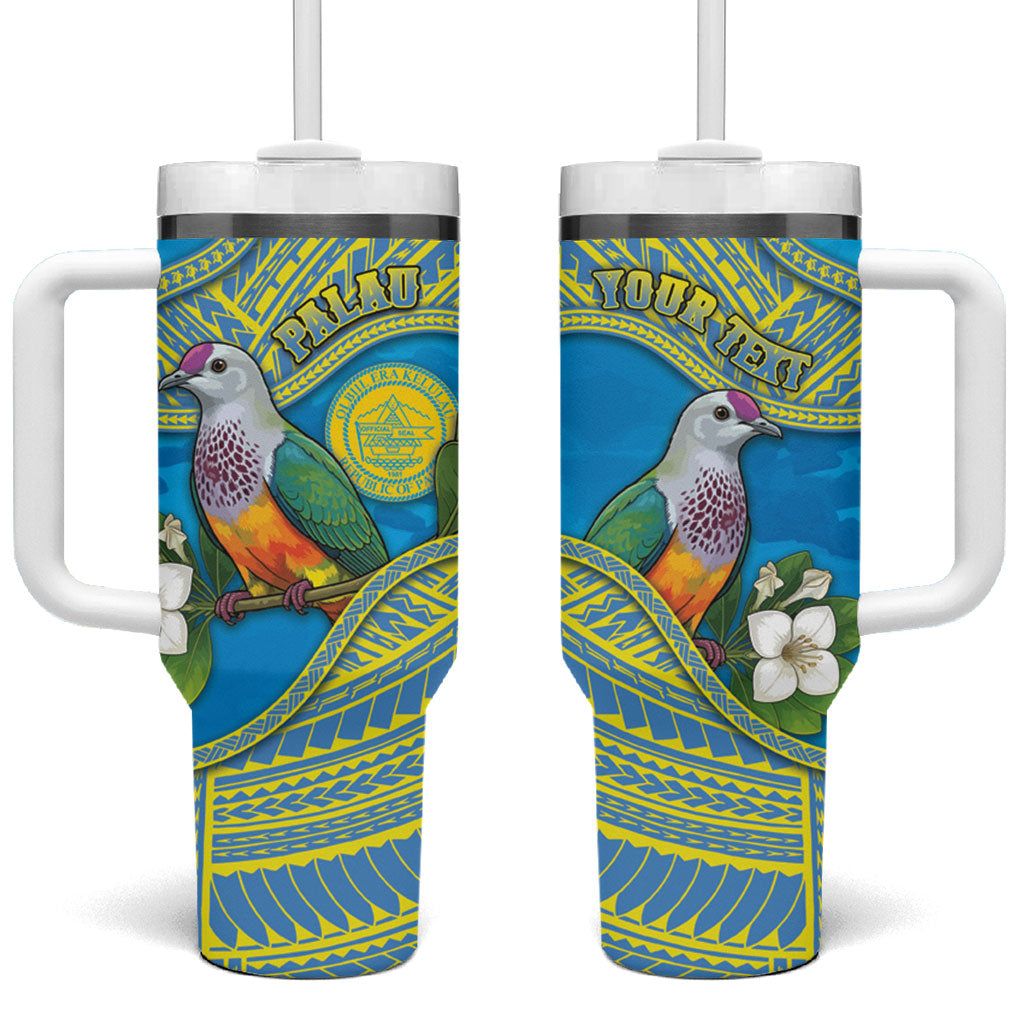 Personalised Palau Biib Bird Tumbler With Handle Rur Flower And Rock Islands Patterns