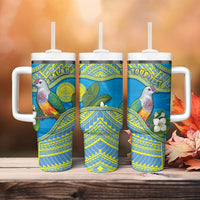 Personalised Palau Biib Bird Tumbler With Handle Rur Flower And Rock Islands Patterns