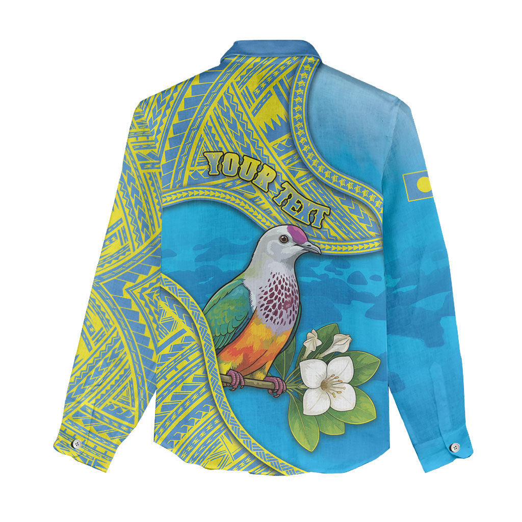 Personalised Palau Biib Bird Women Casual Shirt Rur Flower And Rock Islands Patterns