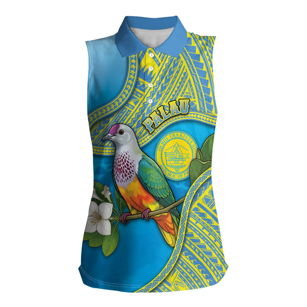 Personalised Palau Biib Bird Women Sleeveless Polo Shirt Rur Flower And Rock Islands Patterns
