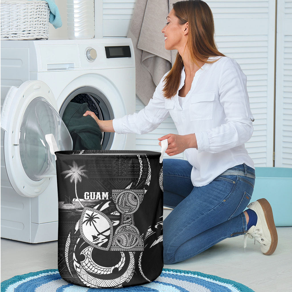 Guam Liberation Day Laundry Basket Black White Latte Stone Tribal Patterns