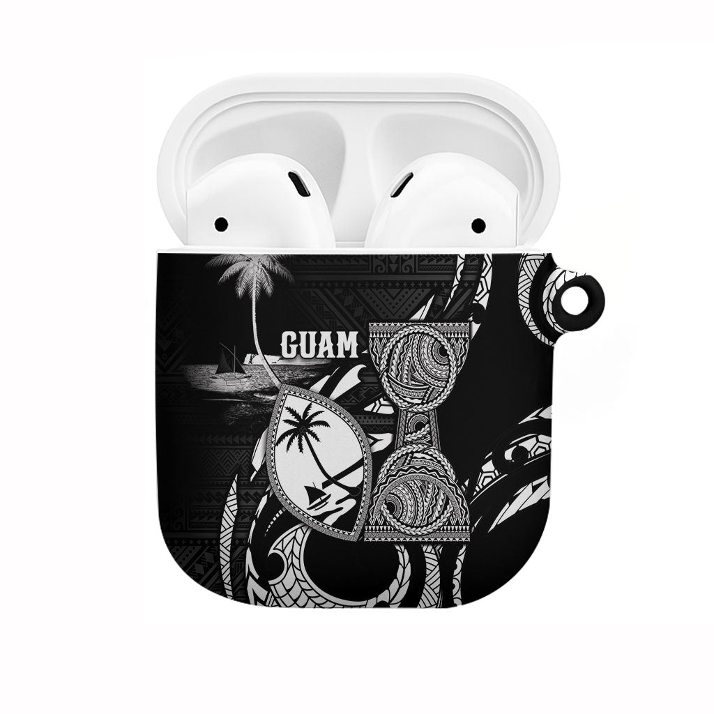 Guam Liberation Day AirPods Case Black White Latte Stone Tribal Patterns