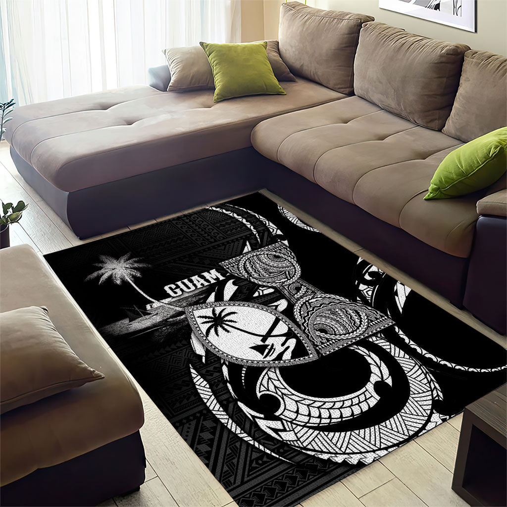 Guam Liberation Day Area Rug Black White Latte Stone Tribal Patterns
