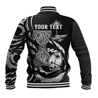Personalised Guam Liberation Day Baseball Jacket Black White Latte Stone Tribal Patterns