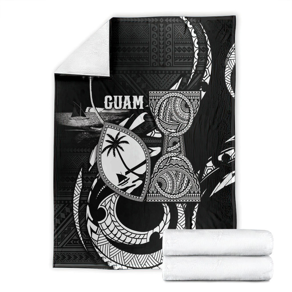 Guam Liberation Day Blanket Black White Latte Stone Tribal Patterns