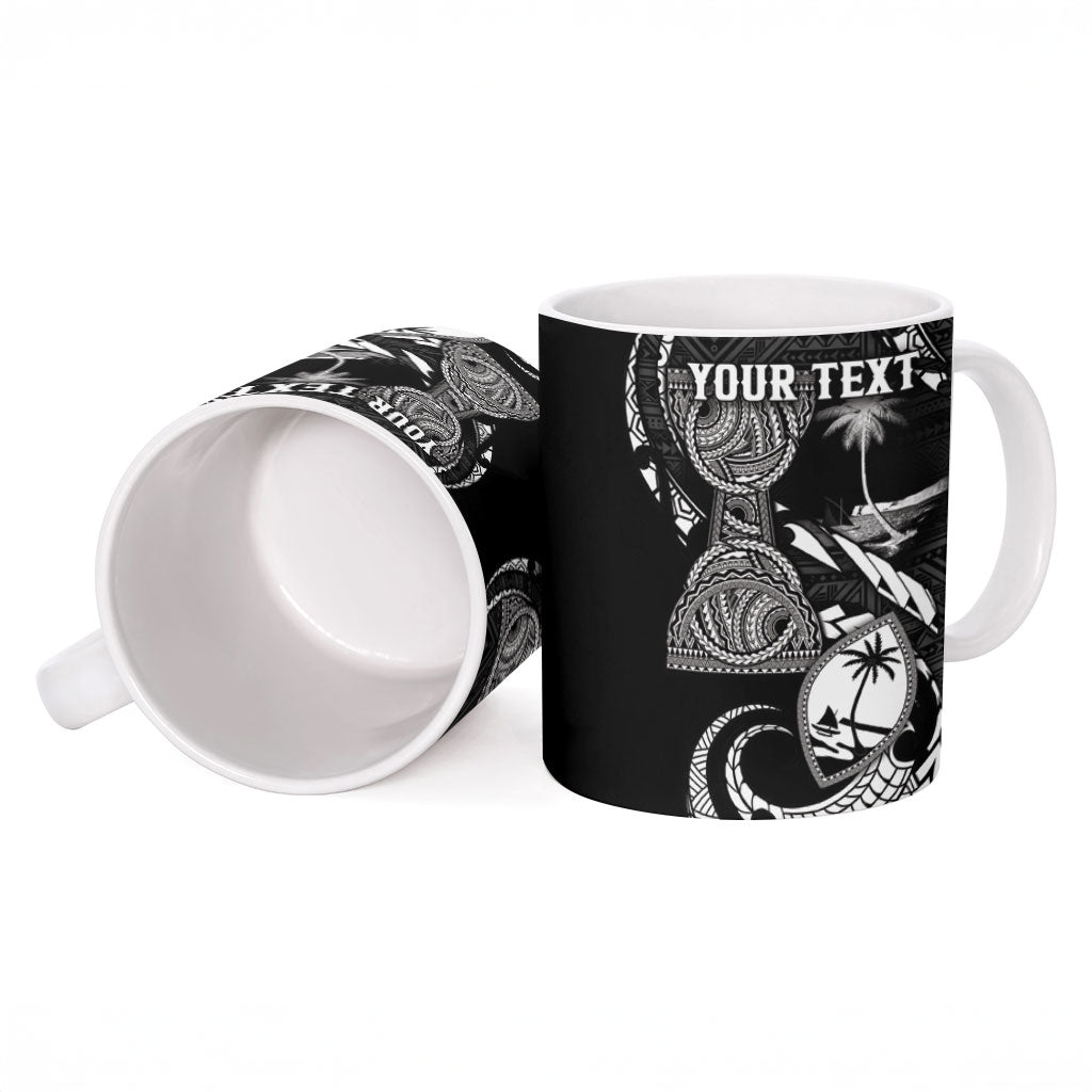 Personalised Guam Liberation Day Ceramic Mug Black White Latte Stone Tribal Patterns