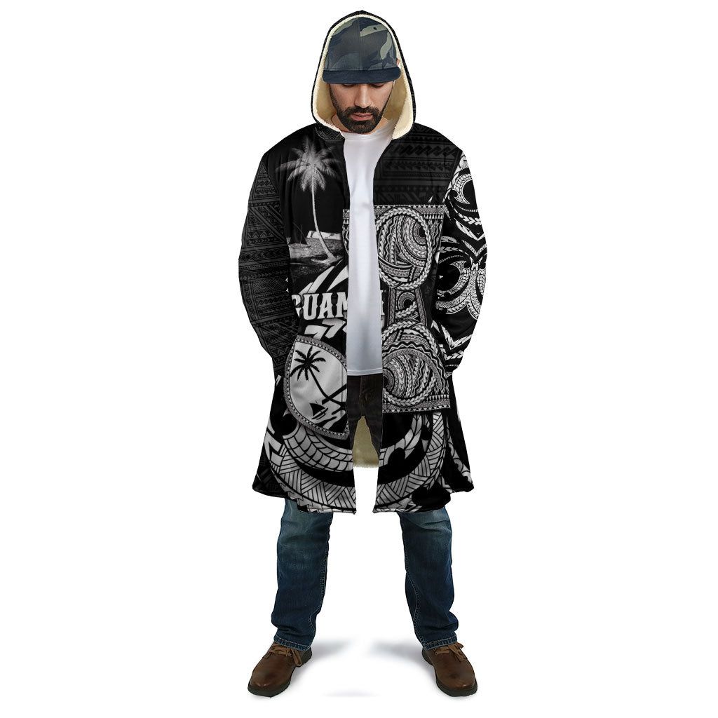 Personalised Guam Liberation Day Cloak Black White Latte Stone Tribal Patterns