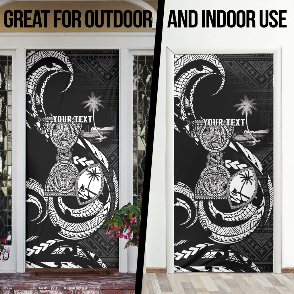 Personalised Guam Liberation Day Door Cover Black White Latte Stone Tribal Patterns