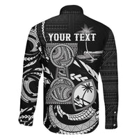 Personalised Guam Liberation Day Family Matching Puletasi and Hawaiian Shirt Black White Latte Stone Tribal Patterns