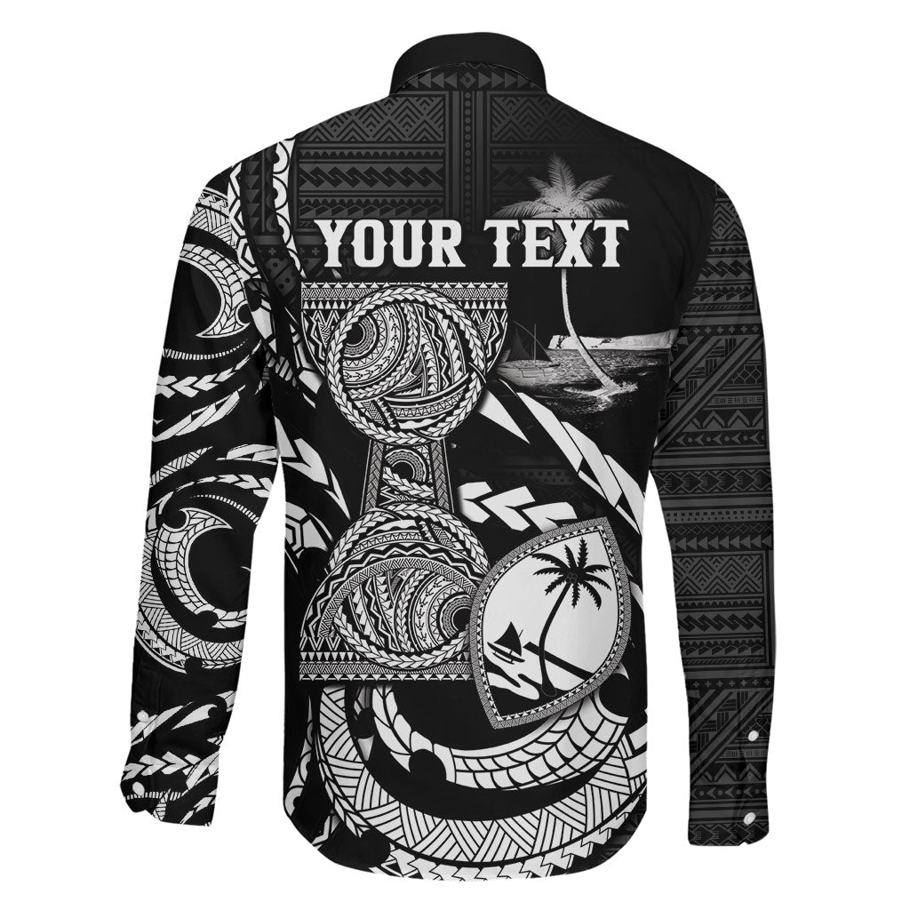 Personalised Guam Liberation Day Family Matching Short Sleeve Bodycon Dress and Hawaiian Shirt Black White Latte Stone Tribal Patterns