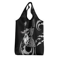 Guam Liberation Day Grocery Bag Black White Latte Stone Tribal Patterns