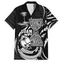Personalised Guam Liberation Day Hawaiian Shirt Black White Latte Stone Tribal Patterns