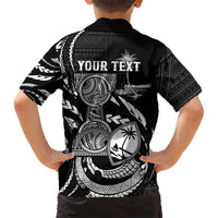 Personalised Guam Liberation Day Hawaiian Shirt Black White Latte Stone Tribal Patterns