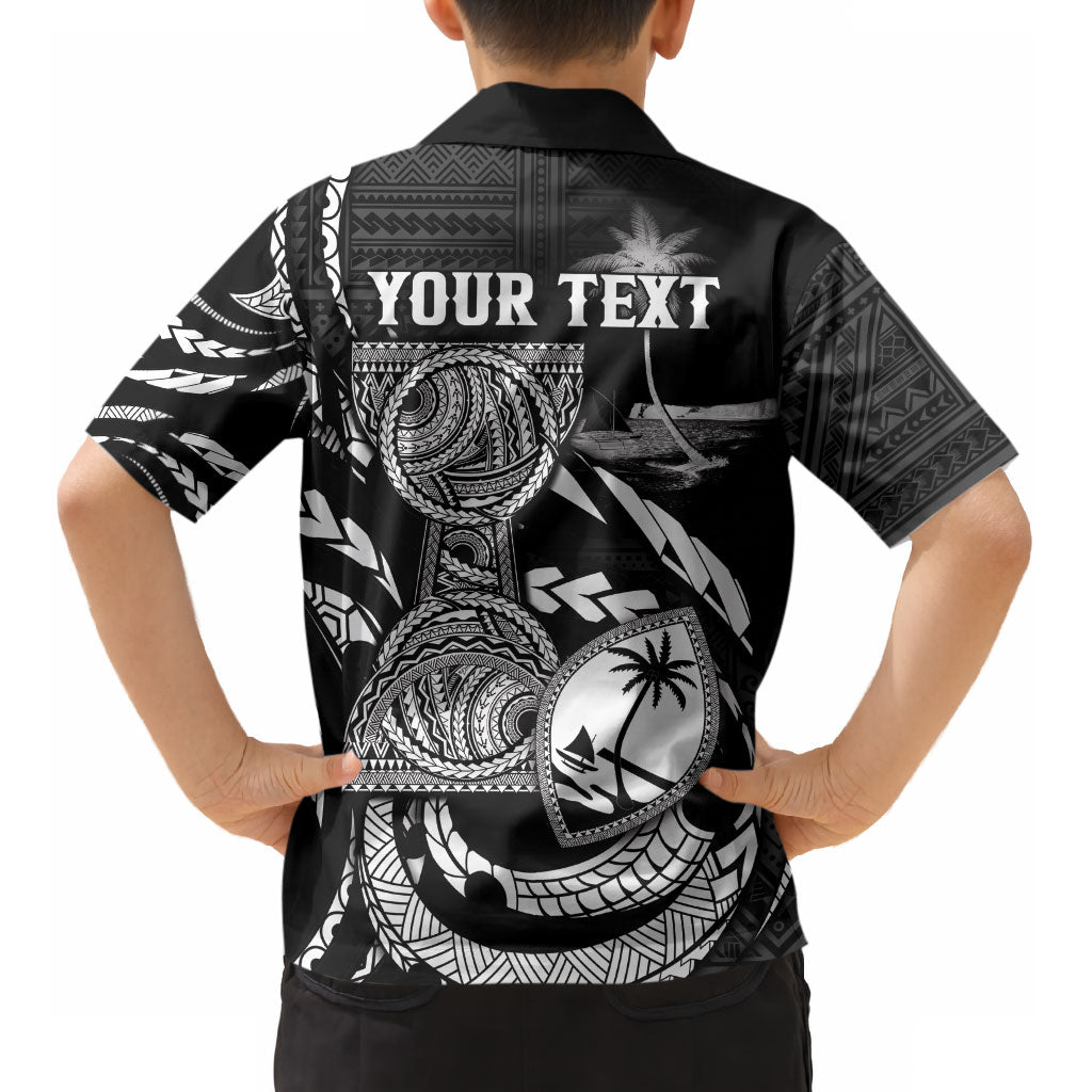 Personalised Guam Liberation Day Kid Hawaiian Shirt Black White Latte Stone Tribal Patterns DT05 - Polynesian Pride