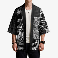 Personalised Guam Liberation Day Kimono Black White Latte Stone Tribal Patterns