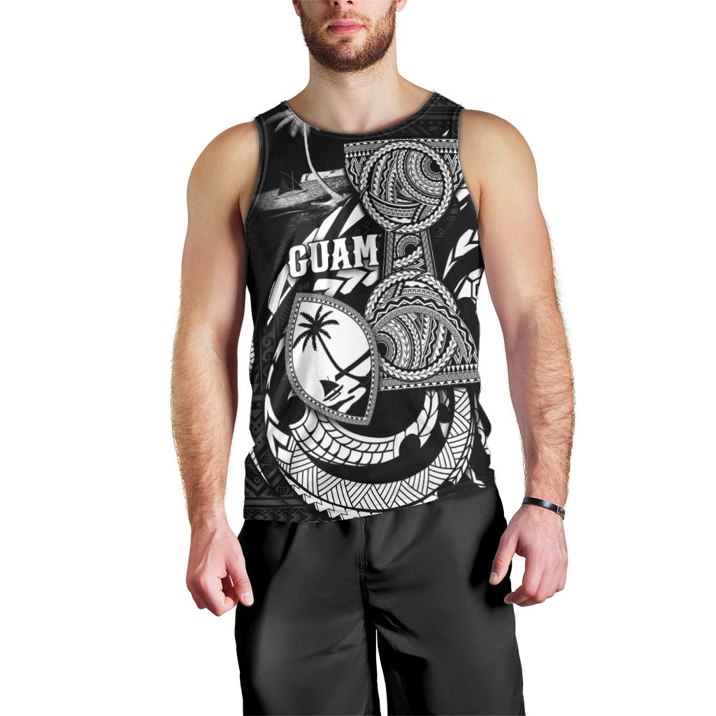Personalised Guam Liberation Day Men Tank Top Black White Latte Stone Tribal Patterns