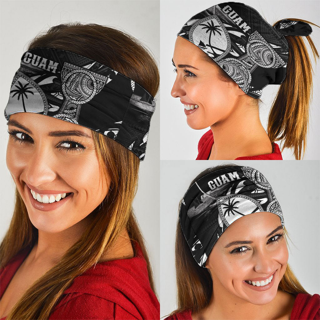 Guam Liberation Day Neck Gaiter Black White Latte Stone Tribal Patterns