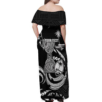 Personalised Guam Liberation Day Off Shoulder Maxi Dress Black White Latte Stone Tribal Patterns