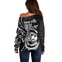 Personalised Guam Liberation Day Off Shoulder Sweater Black White Latte Stone Tribal Patterns