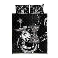 Guam Liberation Day Quilt Bed Set Black White Latte Stone Tribal Patterns