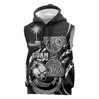 Personalised Guam Liberation Day Sleeveless Hoodie Black White Latte Stone Tribal Patterns