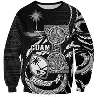 Personalised Guam Liberation Day Sweatshirt Black White Latte Stone Tribal Patterns