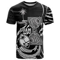 Personalised Guam Liberation Day T Shirt Black White Latte Stone Tribal Patterns