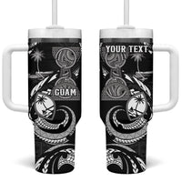 Personalised Guam Liberation Day Tumbler With Handle Black White Latte Stone Tribal Patterns