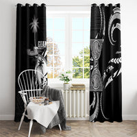 Guam Liberation Day Window Curtain Black White Latte Stone Tribal Patterns
